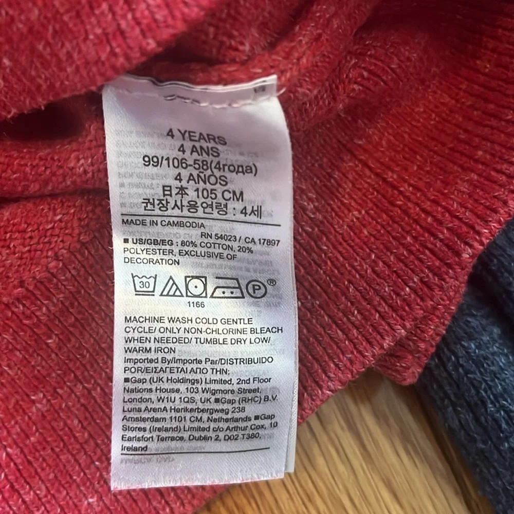 Baby Gap Crewneck Sweaters Melange 2 Red Blue 4 Toddler 4T‎ Casual Cozy Lot
